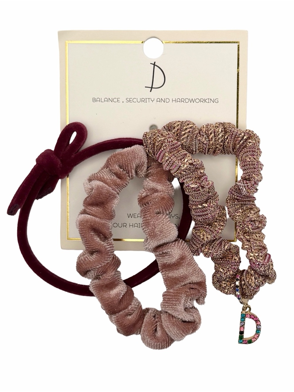 Nordstrom D Initial Charm Hair Accessory Set Scrunchies And Hair Tie